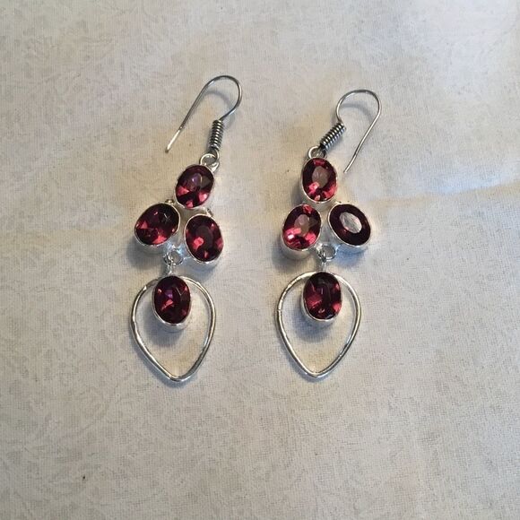 NWOT. Sterling Silver Pink Amethyst Earrings - Picture 1 of 10